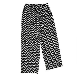 AB Studio Black and White Chevron Wide Leg Pants